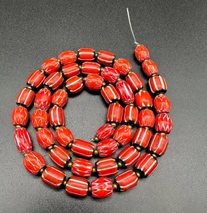 Venetian Vintage Red Chevron Trade Glass <b>Beads</b> Beautiful <b>Loose</b> Spacer <b>Beads</b> for Jewelry & Lampwork Crystal Lampwork <b>Beads</b> - Product Image 1
