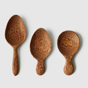 Ustensiles de cuisine essentiels cuillère à café en coco naturel cuillère à farine cuillères à poudre en bois de noix de coco en gros - Product Image 2