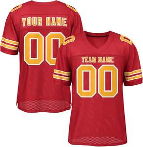 Camisetas de fútbol americano personalizadas con nombre del equipo Logo números manga rayas malla de poliéster secado rápido impresión por sublimación OEM - Product Image 5