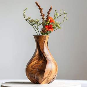 Vase en bois de forme unique, fait main, de haute qualité, récipient décoratif, pots, accents parfaits pour la maison, intérieurs modernes - Product Image 1