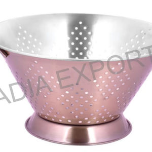 Égouttoir conique coloré élégant et durable en acier inoxydable, passant au lave-vaisselle, écologique pour fruits, légumes et pâtes - Product Image 1