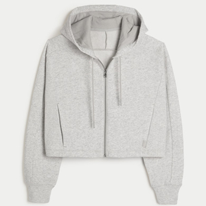 2024 sudaderas con capucha recortadas para mujer, Top corto de manga larga de algodón de felpa francesa, jersey de 280 gramos, sudaderas con capucha de moda informales con servicio OEM - Product Image 4