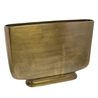 Vase de table de jardin moderne et écologique avec base asymétrique, profil plat sculptural en finition thermolaquée