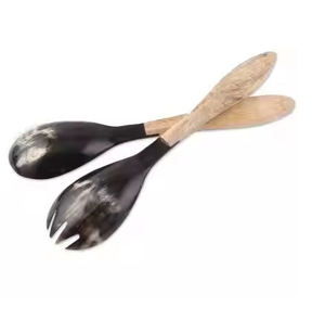 ช้อนเขาควายแท้สำหรับ100% ช้อนฮอร์นไม้ด้ามไม้รับโลโก้แบบกำหนดเองช้อนเขาวัวใหม่ที่ไม่ซ้ำใคร - Product Image 1