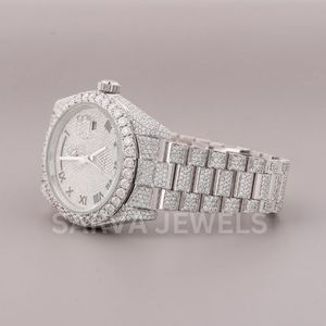 Reloj mecánico de lujo VVS reloj de diamantes de acero inoxidable personalizado VVS moissanite reloj mecánico de diamantes para hombres - Product Image 1