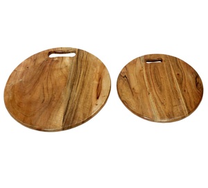 Planche de service ronde en bois d'acacia avec poignée pour le pain et les fruits, idéale pour les charcuteries et les tables à manger lors de l'inauguration de la maison - Product Image 2