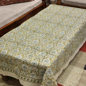 Mantel de Lino 100% Algodón con Estampado Artesanal Hindú y Bordado a Mano - Product Image 3