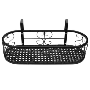 Panier suspendu ovale en fer de qualité supérieure, pot en métal noir pour garde-corps, décoration de balcon, terrasse, jardin extérieur, meilleur prix - Product Image 1