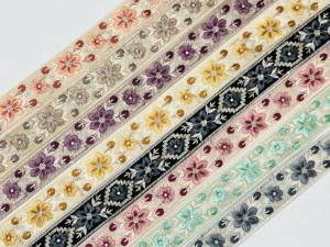 Cinta de tela de tul con borde de malla de encaje bordado Floral suave de alta calidad al por mayor para bolsos de lentejuelas de lujo ropa - Product Image 2