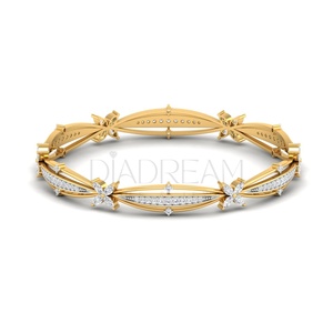Brazalete de diamantes de moissanita de corte Marquesa de Plata de Ley 925 para mujer, brazalete chapado en oro para regalo especial de boda a la moda - Product Image 4