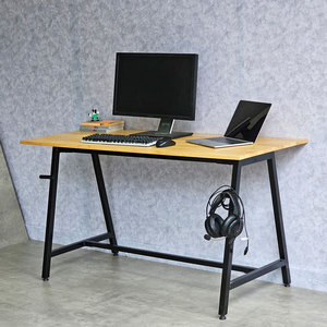 140x60cm Rubber Wood Desk with Hanging Shelf and <b>Foldable</b> Bookshelf Iron <b>Legs</b> Assembly Required-SPD68212 Computer <b>Table</b> - Product Image 3