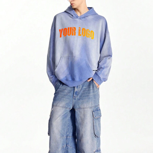 Acid Wash Hoodie Custom Oversized Plain Sunfade Washed <b>Hooded</b> Heavyweight Hoodie Men Wholesale Acid Wash Pullover Hoodies - Product Image 1
