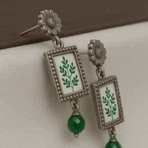 Pendientes de tuerca de diseño Floral de Plata de Ley 925 creativos hechos a mano, joyería fina India Vintage, ajuste de bisel geométrico, regalo de fiesta - Product Image 3