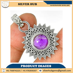 จี้พลอยอเมทิสต์คุณภาพสูง925เงินสเตอร์ลิงห้อยคอ OEM OEM ของขวัญที่สมบูรณ์แบบสำหรับ - Product Image 4