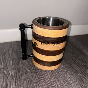 Taza ancha de madera para oficina en casa o estética de cabaña diseñada para el encanto rústico y los hábitos de bebida saludables de Tradebyd - Product Image 1