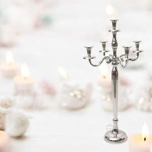 "Elegante Candelabro de Plata con 5 Brazos Perfecto para Bodas y Ocasiones Especiales" - Product Image 5