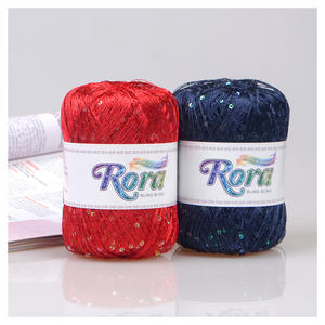 Misoknit RORA High Quality Hot Product Smooth Soft <b>Yarn</b> with Subtle Sheen and Added <b>Sequins</b> Raw Pattern - Product Image 1
