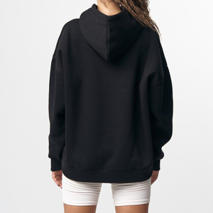 เสื้อฮู้ดสวมหัวผ้าคอตตอนโพลีเอสเตอร์สีดำสำหรับผู้ชายผู้หญิงเสื้อมีฮู้ดหนาทรงโอเวอร์ไซส์ - Product Image 5