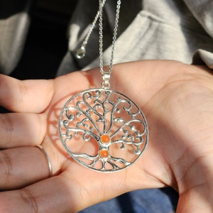 จี้เงินคาร์เนเลี่ยนต้นไม้แห่งชีวิตสำหรับผู้หญิงที่สง่างามต้นไม้ใหญ่แห่งชีวิต - Product Image 5