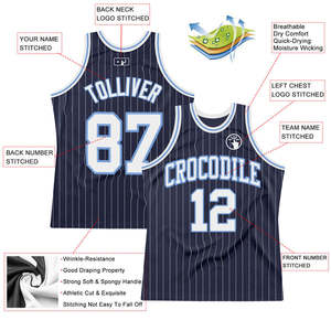 Personalizado azul marino blanco a rayas blanco-azul claro auténtico baloncesto Jersey BSCI venta al por mayor ropa deportiva baloncesto uniformes - Product Image 3