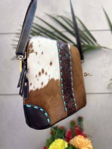 กระเป๋าถือหนังวัวขนสัตว์สไตล์โบฮีเมียนสำหรับผู้หญิงทำด้วยมือดีไซน์ใหม่มีซิปปิดพู่ตกแต่งขายดี - Product Image 2