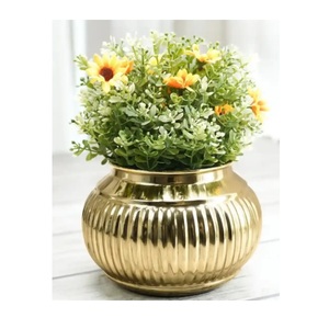 Lot de 3 jardinière en métal au design martelé fini or brillant intérieur extérieur décoratif maison balcon jardinière pour décor de jardin - Product Image 6