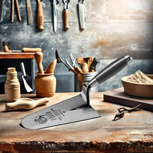 เกรียงฉาบปูนเหล็กกล้าคาร์บอน AUSONIA ลายวงกลม สำหรับงานก่ออิฐและฉาบปูน ขนาด 20 ซม. พร้อมด้ามจับไม้เคลือบเงาตามหลักสรีรศาสตร์ - Product Image 2