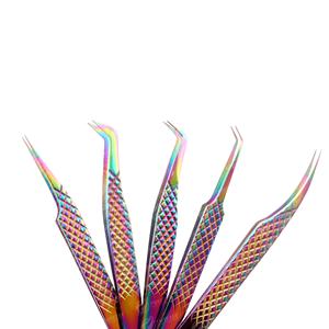 Pinzas de Acero Inoxidable para Extensión de Pestañas con Agarre de Diamante, Probadas a Mano, Pinzas de Aislamiento para Pestañas con Mango Antideslizante - Product Image 1