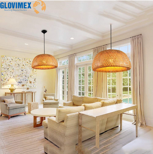 Rustic Bamboo Handmade Lampshade Frame Chandelier Durable Safe Eco-Friendly Kitchen Space Organizer - Product Image 4