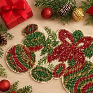 <b>Beaded</b> <b>Placemat</b> Handmade Charger Luxury Dining Holiday Decor Unique Piece Non-Slip Durable Housewarming - Product Image 1