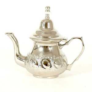 Théière marocaine en acier inoxydable plaqué argent, design méditerranéen, écologique, moderne, pour la maison, la cuisine, le salon, l'hôtel - Product Image 1