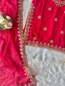 Indian Pakistani Soft Georgette Latest <b>Pink</b> Readymade Suit With Ethnic Fancy Work For Exclusive Party Festival Wear Most Selling - Product Image 4