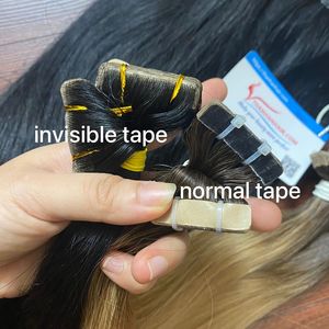Ruban invisible super doublement dessiné dans les extensions de cheveux Extensions de cheveux humains russes alignées sur les cuticules Remy vierges - Product Image 2