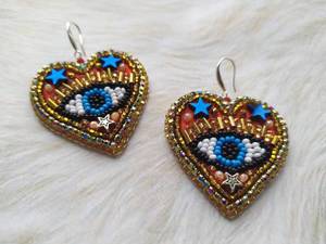 Pendientes de cuentas bohemias con flecos en cascada Andy de diseño turquesa, regalo de joyería único - Product Image 3