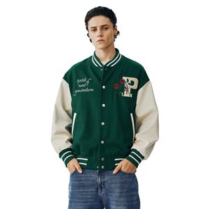 Veste d'hiver Letterman pour hommes personnalisée OEM longue longueur en cuir fin col montant patchs de broderie collège baseball style décontracté - Product Image 1