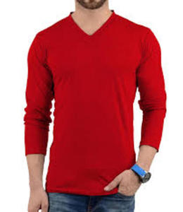 T-shirt pour homme en coton biologique coupe ajustée haute qualité Street Wear col en v manches longues 100% organique solide devant - Product Image 5