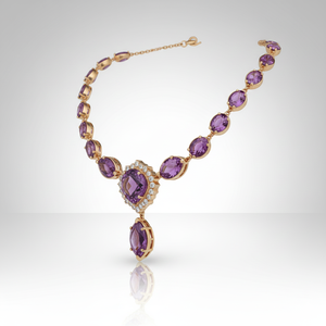 Luxury <b>Blue</b> Amethyst Multi Shape CZ Necklace 16 Inch 33 GM i18K Gold Plated 925 Sterling Silver Fine Jewelry At Wholesale Price - Product Image 5