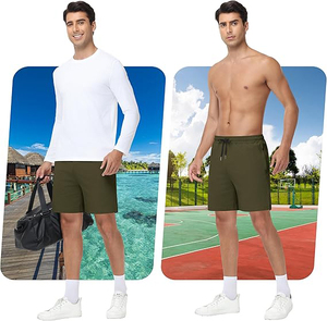 Shorts en molleton pour hommes, coton doux, coupe décontractée, taille élastique, décontracté, quotidien, été, confort - Product Image 4