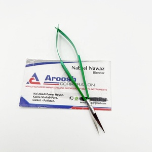 Ciseaux à sourcils Aroosh Crop AC-LS-015 en acier inoxydable, vert, lame droite et aiguisée, manche en acier inoxydable, pour droitiers, beauté - Product Image 4