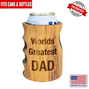 Bière isotherme - Bois sculpté à la main - Le meilleur papa du monde - Cadeau parfait pour les hommes - Product Image 1