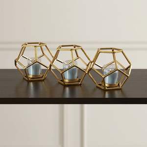 Aluminium Metal Gold Plated Finish Tea Light Votive <b>Candle</b> <b>Holders</b> for Home Party Decorations Includes Glass <b>Candle</b> Jars - Product Image 3