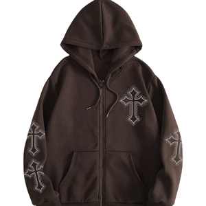 Sweats à capuche en strass, vêtements de mode, taille adulte, dernier design, sweats à capuche en coton mélangé, prix de gros, sweats à capuche en strass - Product Image 1