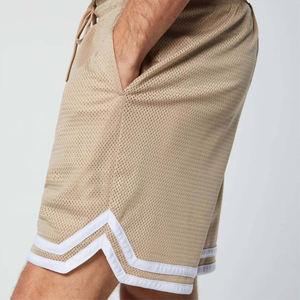 Ensemble de survêtement beige pour homme, t-shirt à manches courtes et short à rayures blanches, tenue décontractée d'été, streetwear - Product Image 3