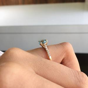 Bague Solitaire Unisexe en Or Massif 14K de Haute Qualité avec Accent Aigue-marine et Diamant, Pierre de Naissance de Mars, pour Fiançailles et Mariage, Vente en Gros - Product Image 3