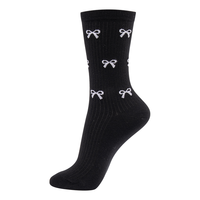 Chaussettes en coton tricoté respirantes décontractées pour femmes Kikiya, motif cœur scintillant, marguerite et nœud, style coréen, pour le quotidien (ODM)