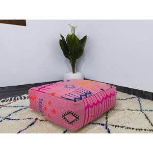 Moroccan Leather Pouf Handmade Ottoman Footstool Traditional Handcrafted <b>Pouffe</b> Home Decor Boho Ottoman <b>Seat</b> Living Roo - Product Image 1