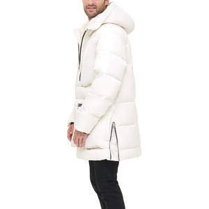High Quality Men's Quilted Puffer Jacket Long Warm <b>Winter</b> <b>Coat</b> <b>Hood</b> Horn Button Closure Canvas Fabric Front Logo Placement - Product Image 3