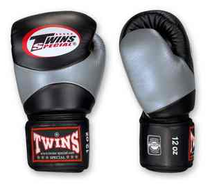 Gants de boxe OEM en cuir gris métallisé et noir, légers, à séchage rapide, antidérapants, pour l'entraînement - Product Image 1