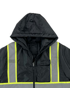 Chaqueta de Seguridad de Invierno de Alta Visibilidad con Cuello de Forro Polar, Chaqueta de Trabajo Impermeable y Reflectante con 10 Bolsillos - Product Image 4