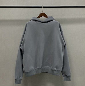 Sweat à capuche lourd avec étiquette imprimée personnalisée de haute qualité Vintage Wash Sweat à capuche noir avec poches latérales - Product Image 6